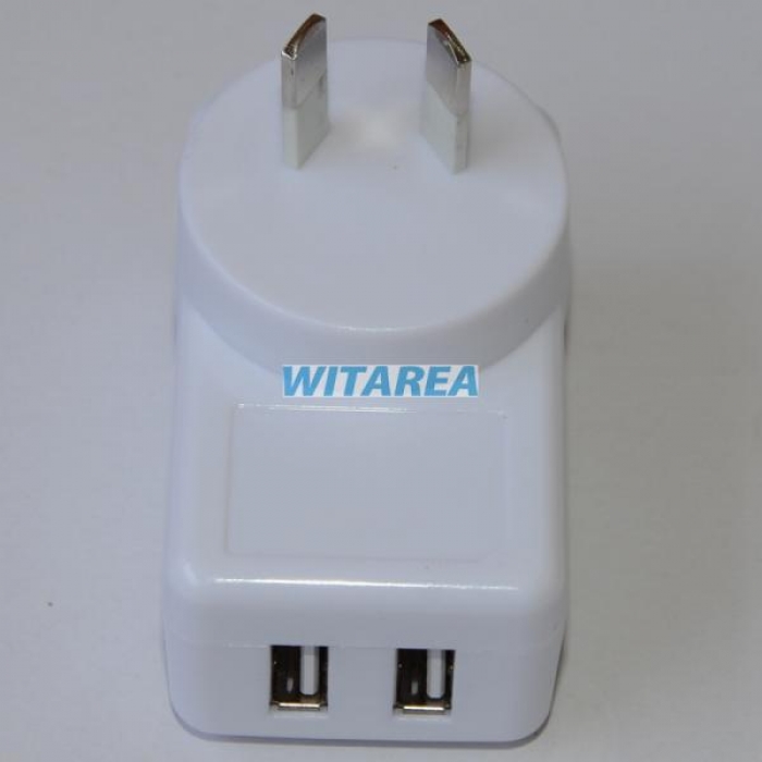 Australia V-shape flat pin 5v 2A 2 USB port wall charger