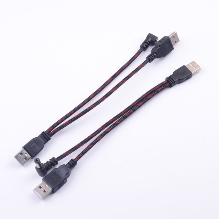 USB Type A Male to USB A 5.5mm x 2.1mm Barrel 5V DC Power Y Cable